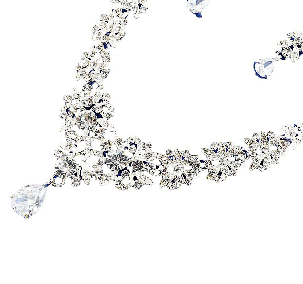 New Bridal Suit Necklace Earrings Two-Piece Wedding Jewelry Bridal Diamond Suit Dinner Dress Accessories